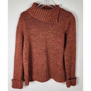 Westbound Womens M Orange Brown Knit Funnel Neck Long Sleeve Sweater Fall Fest